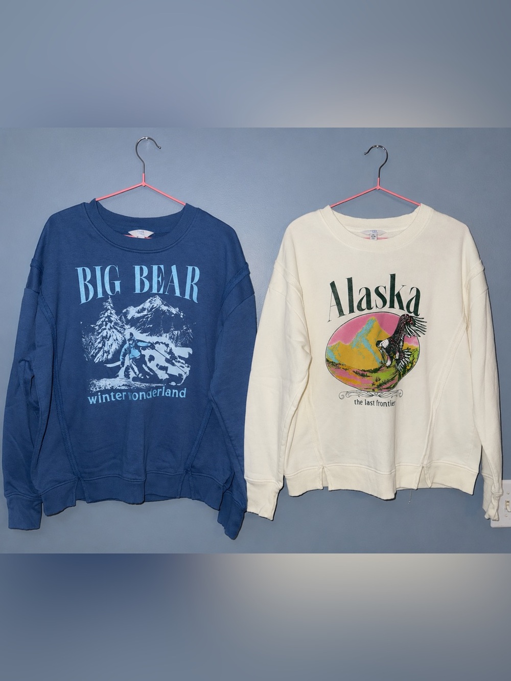 Time and Tru Blue 'Big Bear' & Cream 'Alaska' Graphic Sweatshirts